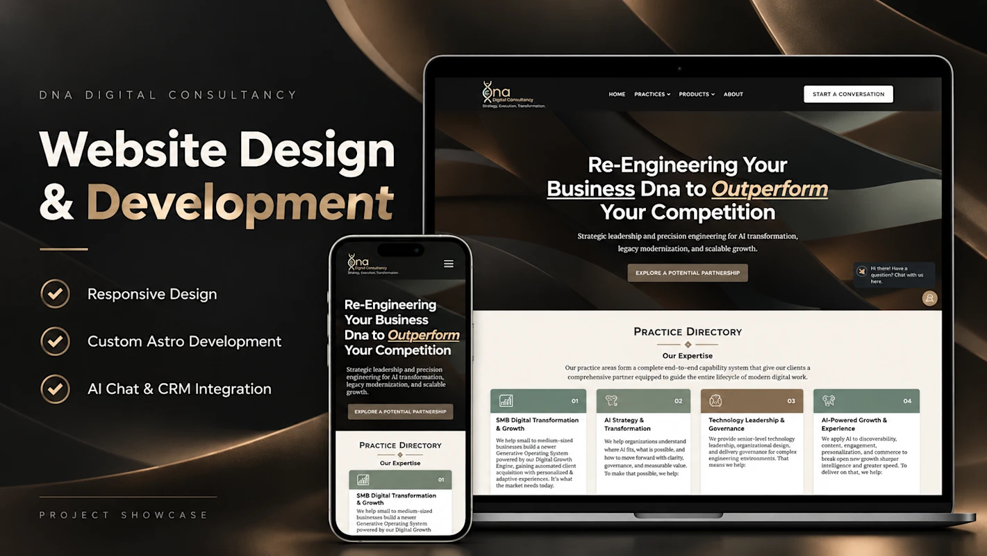 DNA Digital Consultancy website design and development showcased on desktop and mobile